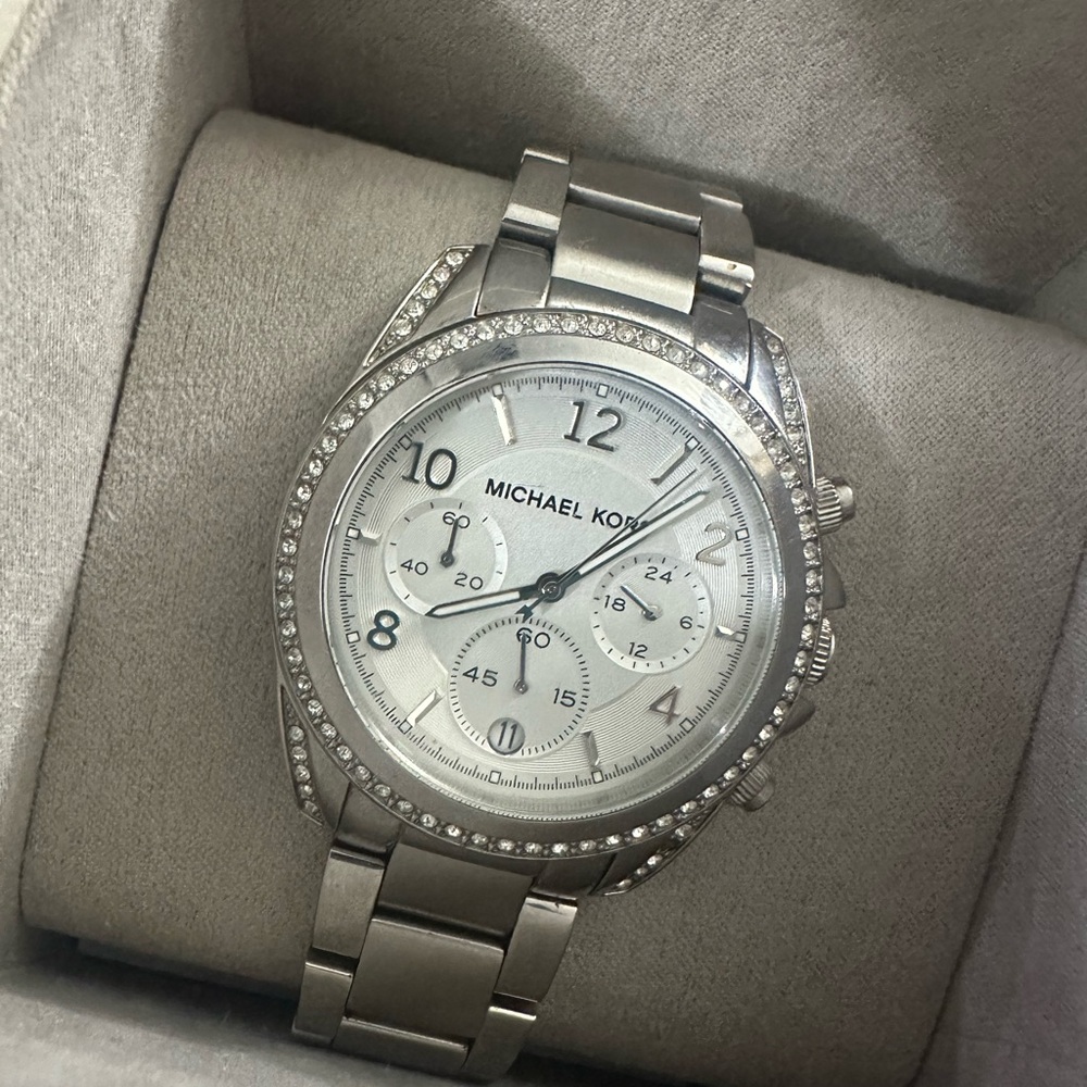 Michael Kors Silver-Tone Crystal Watch